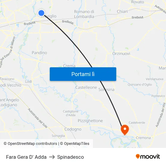 Fara Gera D' Adda to Spinadesco map