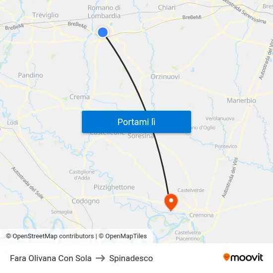 Fara Olivana Con Sola to Spinadesco map