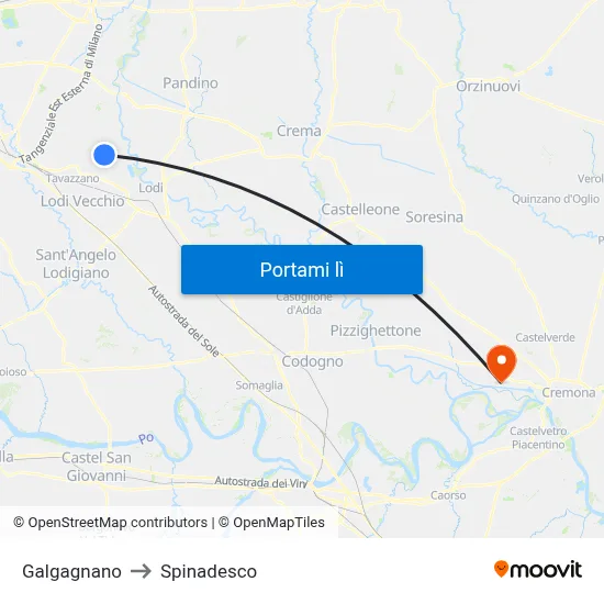 Galgagnano to Spinadesco map