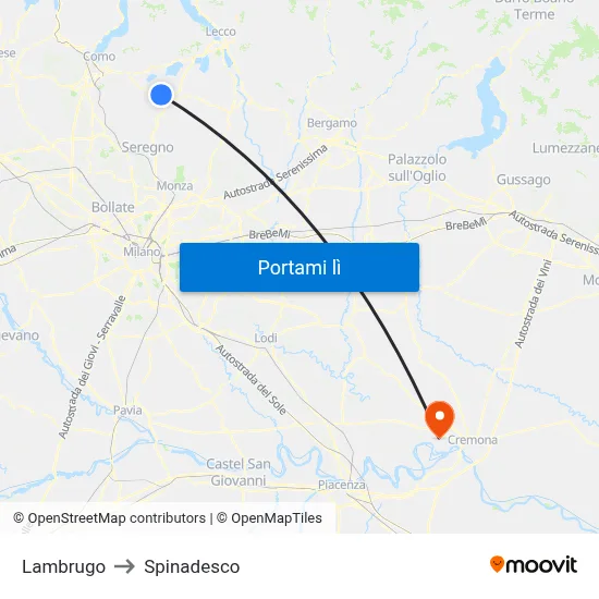 Lambrugo to Spinadesco map