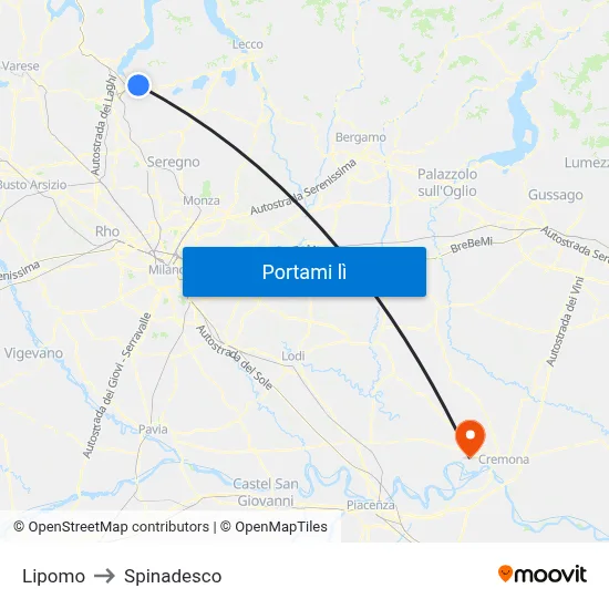 Lipomo to Spinadesco map