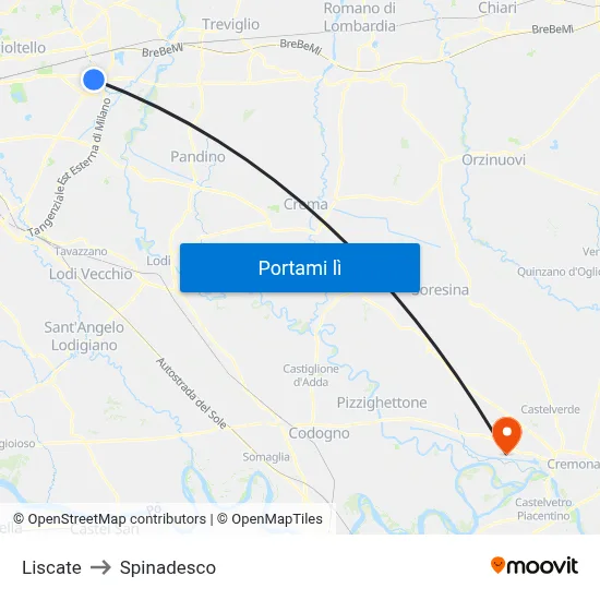 Liscate to Spinadesco map