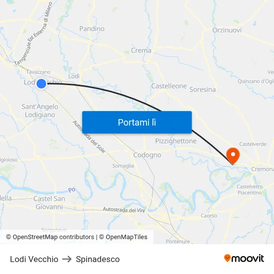 Lodi Vecchio to Spinadesco map