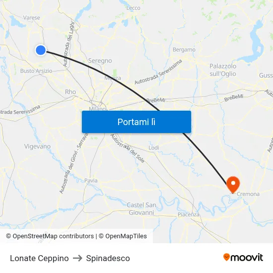 Lonate Ceppino to Spinadesco map