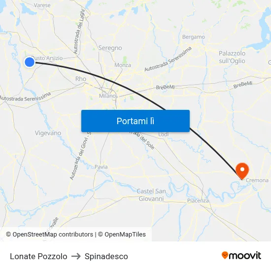 Lonate Pozzolo to Spinadesco map