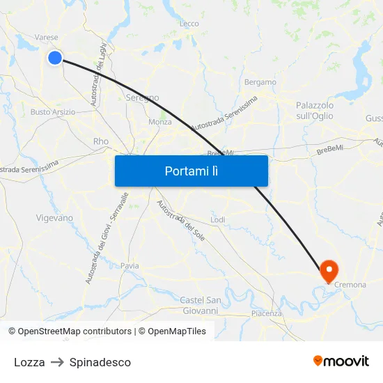 Lozza to Spinadesco map