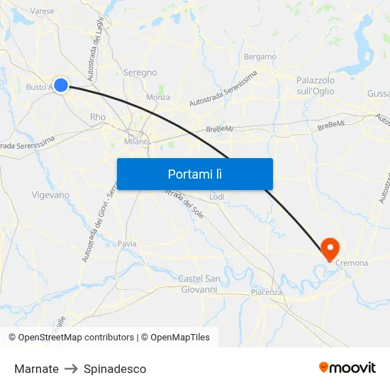 Marnate to Spinadesco map