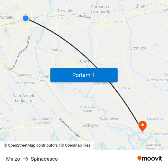 Melzo to Spinadesco map