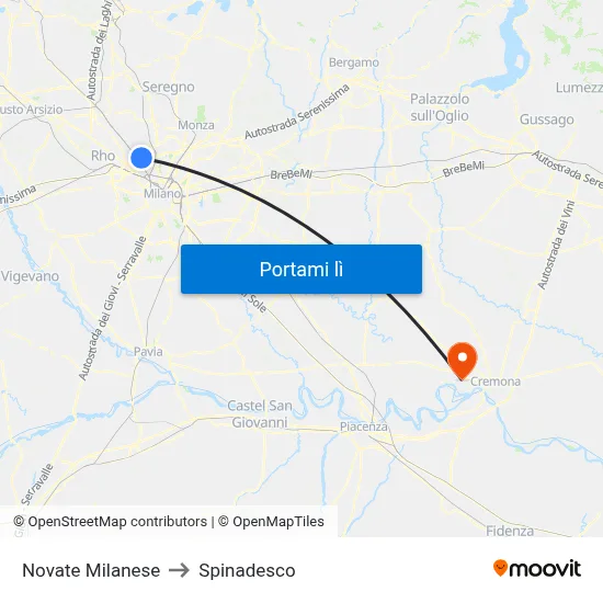 Novate Milanese to Spinadesco map