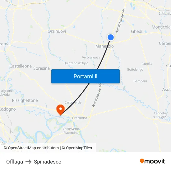 Offlaga to Spinadesco map