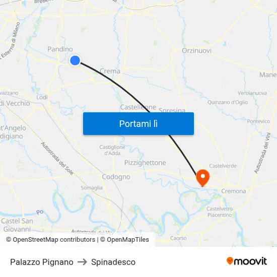 Palazzo Pignano to Spinadesco map