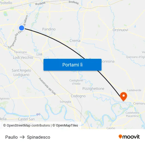 Paullo to Spinadesco map