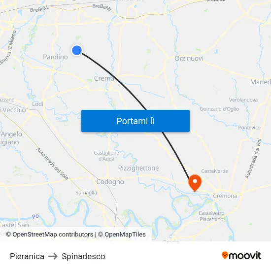 Pieranica to Spinadesco map