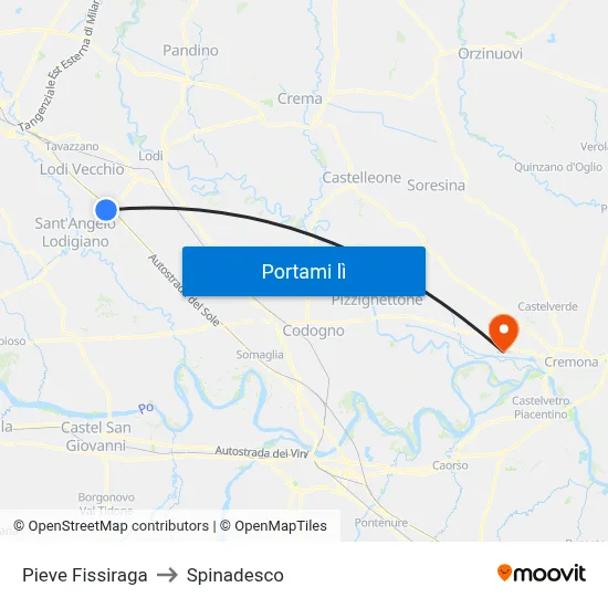 Pieve Fissiraga to Spinadesco map