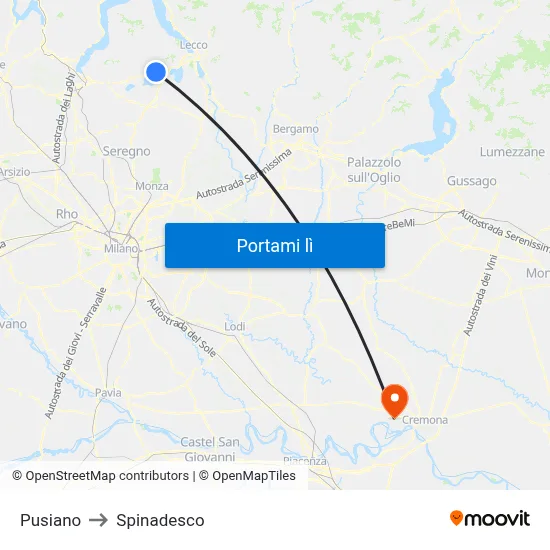 Pusiano to Spinadesco map