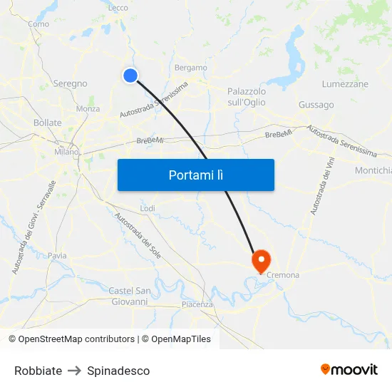 Robbiate to Spinadesco map