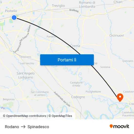 Rodano to Spinadesco map