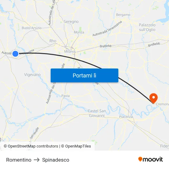Romentino to Spinadesco map