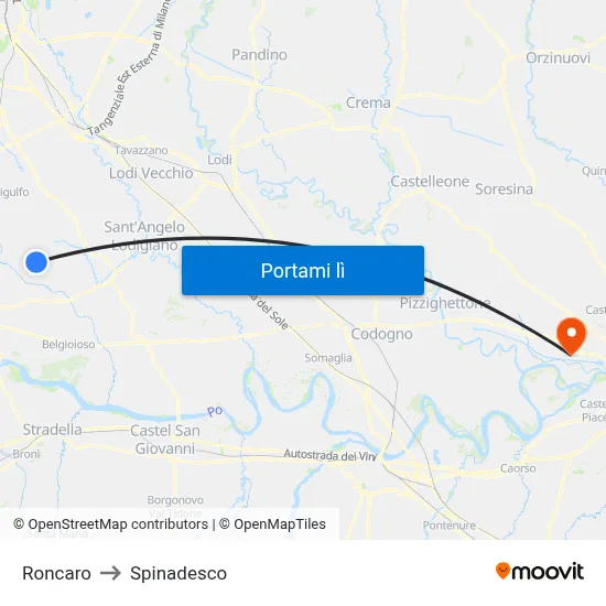 Roncaro to Spinadesco map