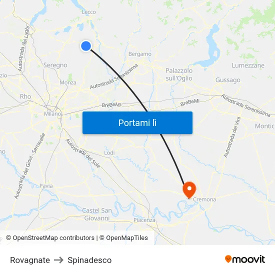 Rovagnate to Spinadesco map