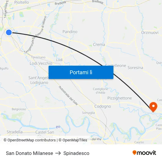 San Donato Milanese to Spinadesco map