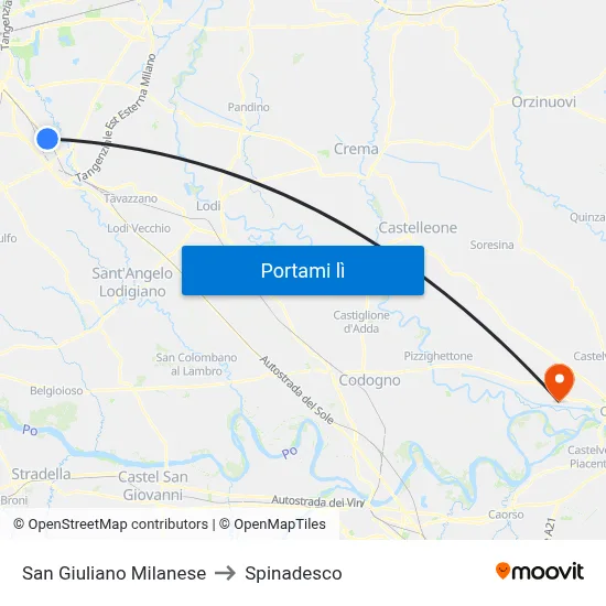 San Giuliano Milanese to Spinadesco map