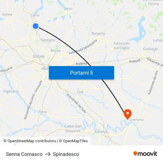 Senna Comasco to Spinadesco map