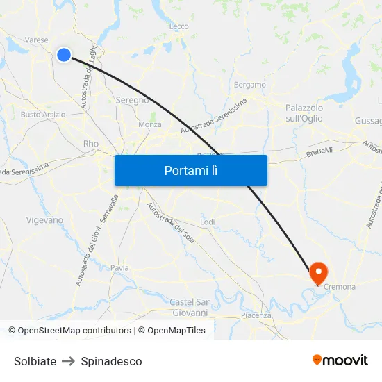 Solbiate to Spinadesco map