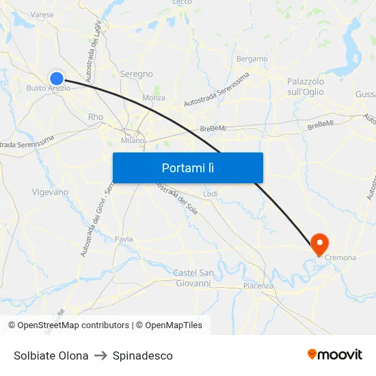 Solbiate Olona to Spinadesco map