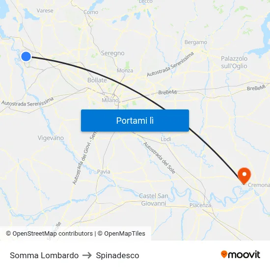 Somma Lombardo to Spinadesco map