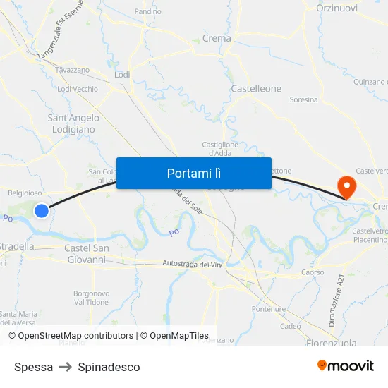 Spessa to Spinadesco map