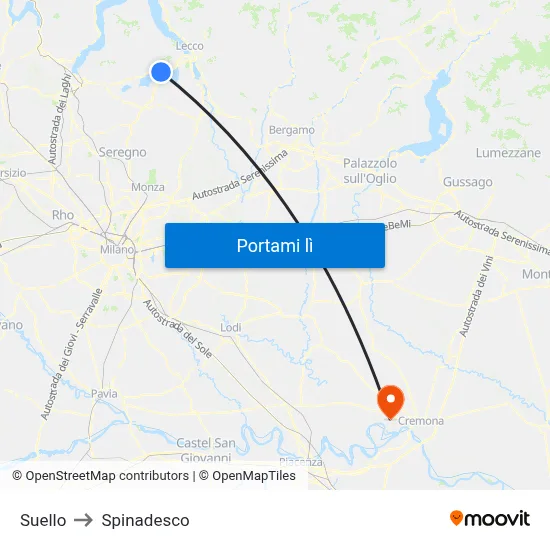 Suello to Spinadesco map