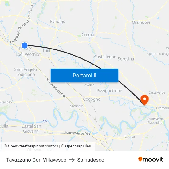 Tavazzano Con Villavesco to Spinadesco map