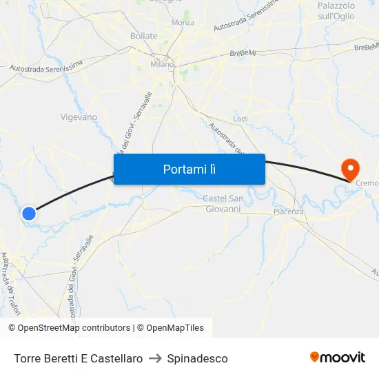 Torre Beretti E Castellaro to Spinadesco map