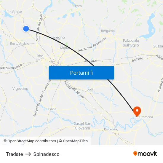Tradate to Spinadesco map