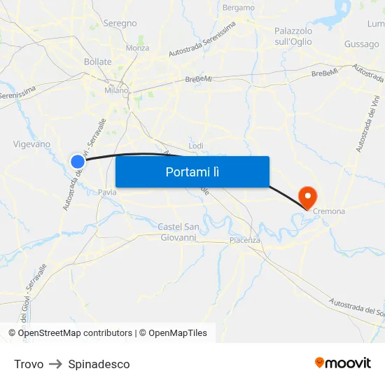 Trovo to Spinadesco map