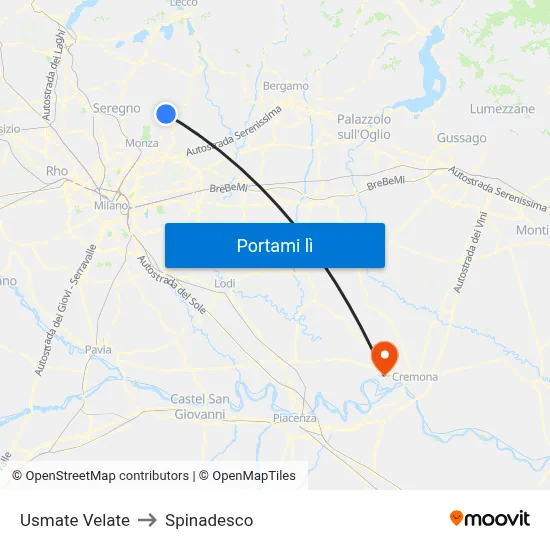 Usmate Velate to Spinadesco map