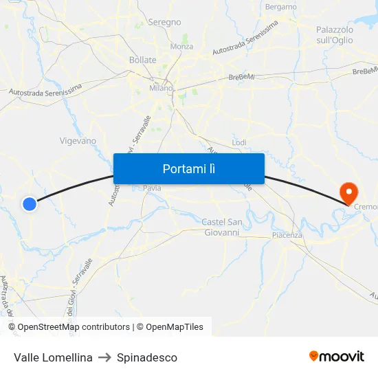 Valle Lomellina to Spinadesco map