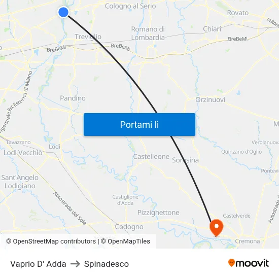 Vaprio D' Adda to Spinadesco map