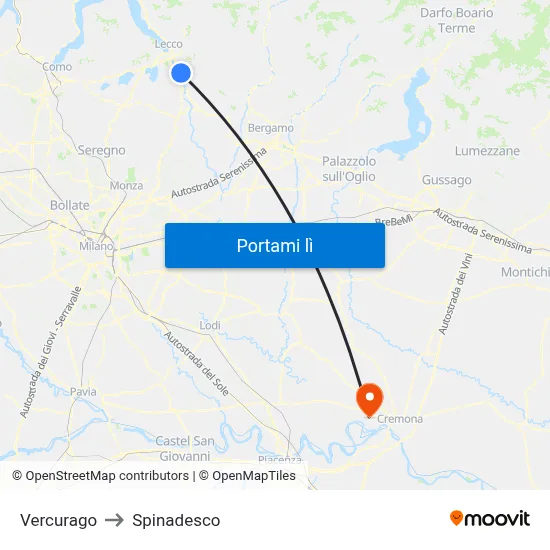 Vercurago to Spinadesco map