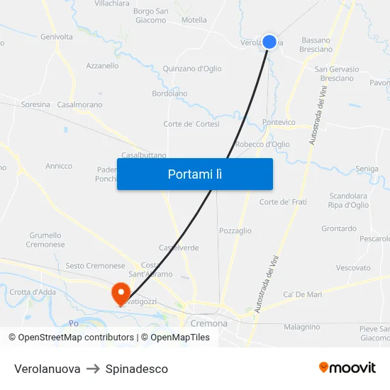 Verolanuova to Spinadesco map