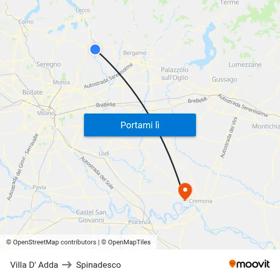 Villa D' Adda to Spinadesco map