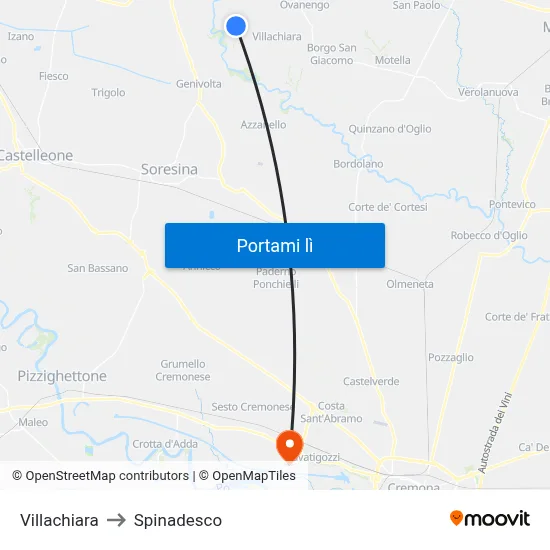 Villachiara to Spinadesco map