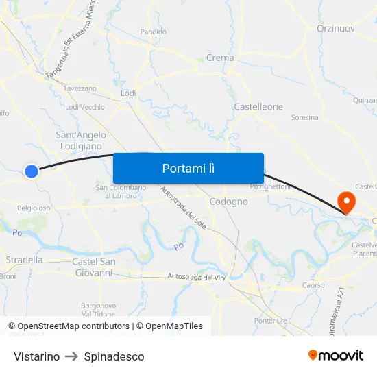 Vistarino to Spinadesco map