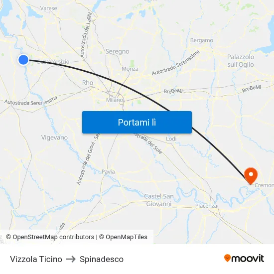 Vizzola Ticino to Spinadesco map