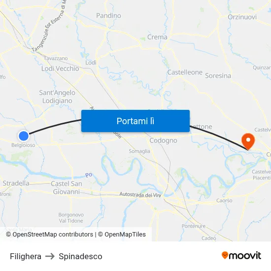 Filighera to Spinadesco map