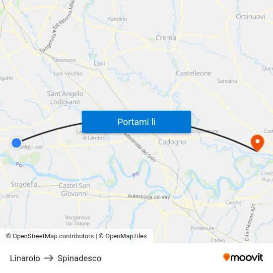 Linarolo to Spinadesco map