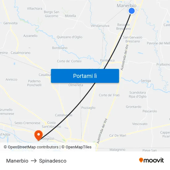 Manerbio to Spinadesco map