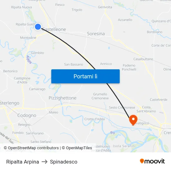 Ripalta Arpina to Spinadesco map