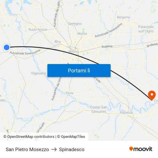 San Pietro Mosezzo to Spinadesco map